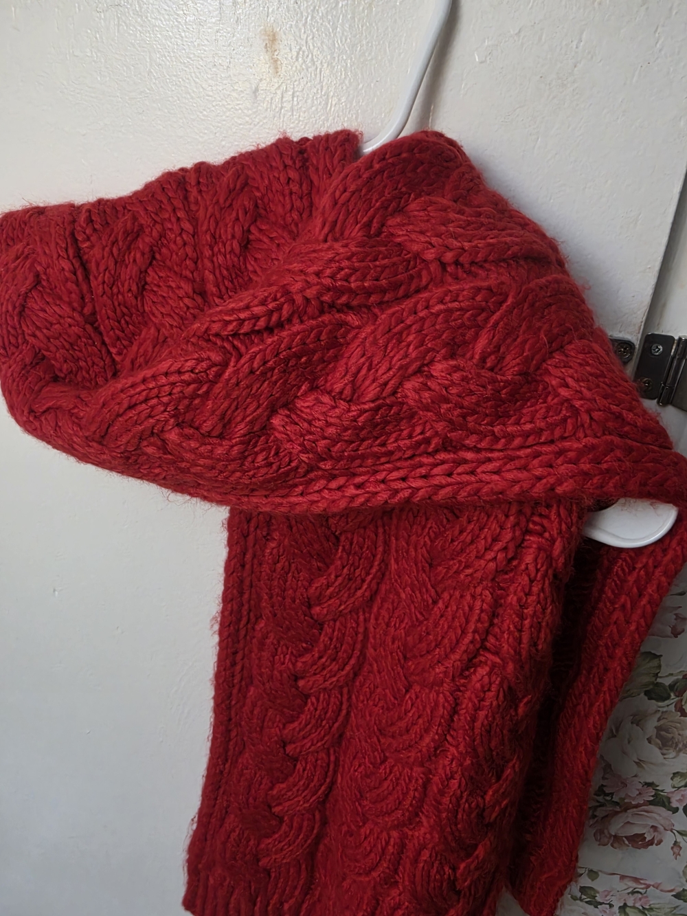 Michael Kors Red Cable Knit Scarf